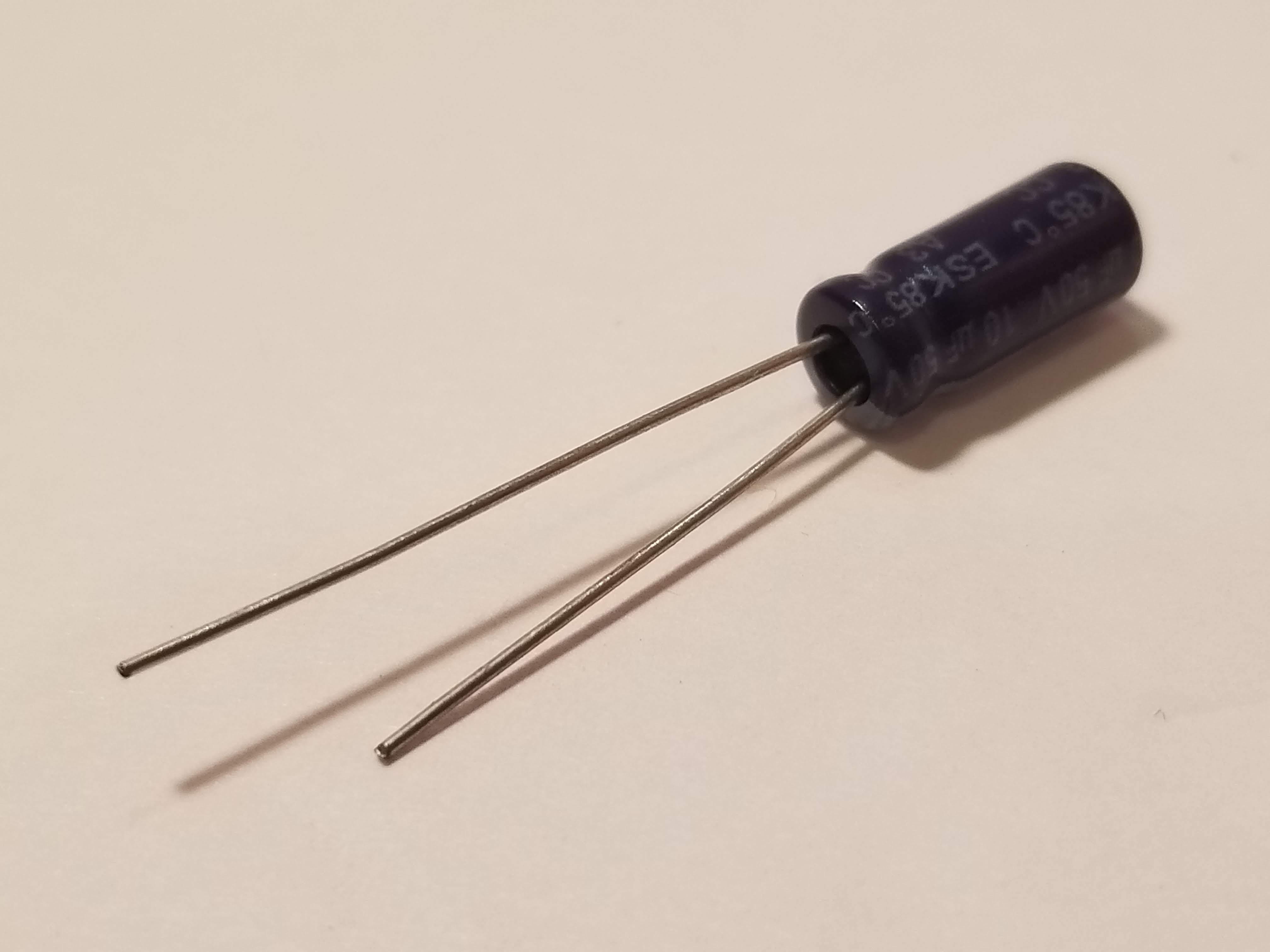 Picture of 10uF Electrolytic Capacitor