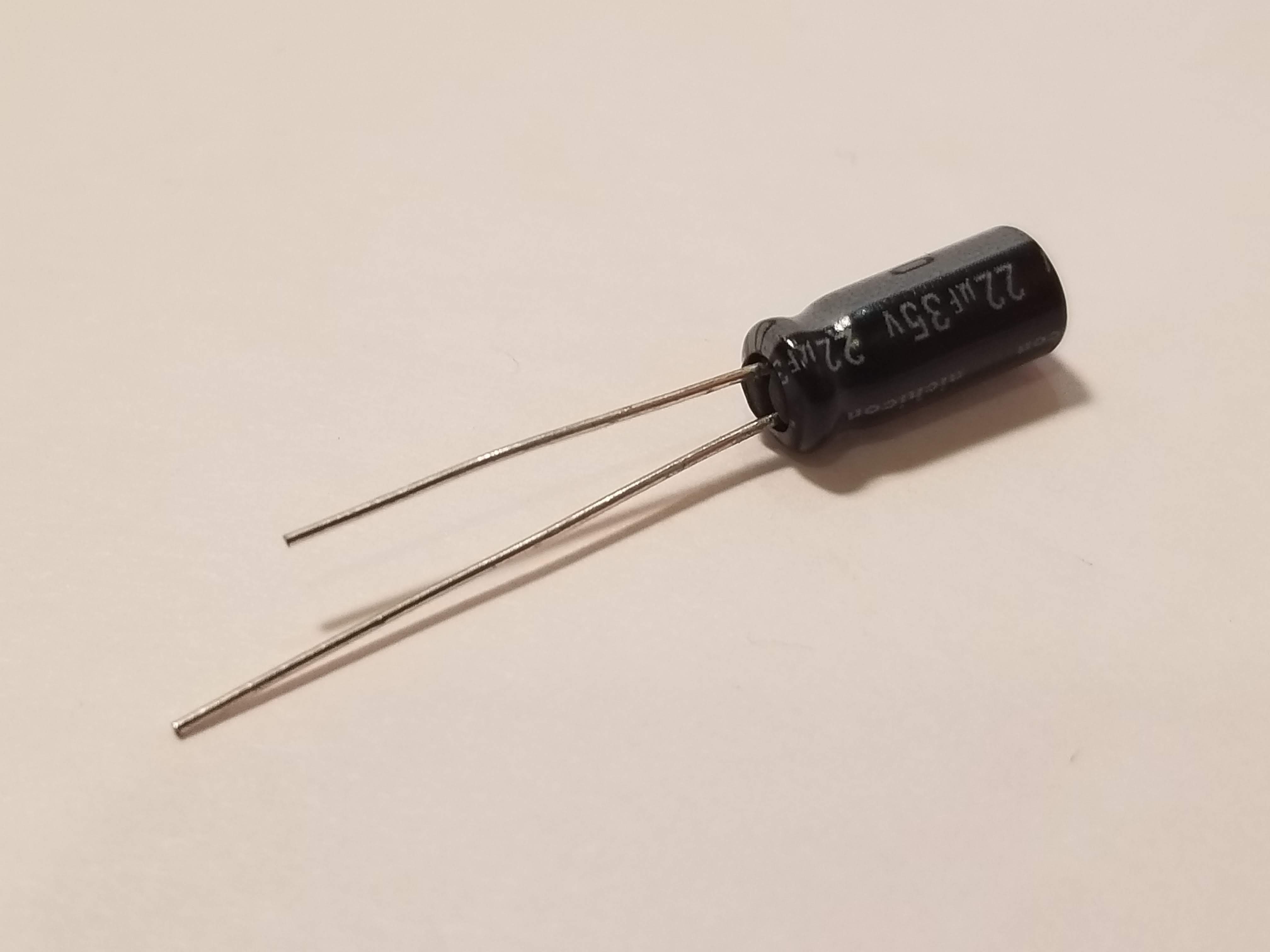 Picture of 22uF Electrolytic Capacitor